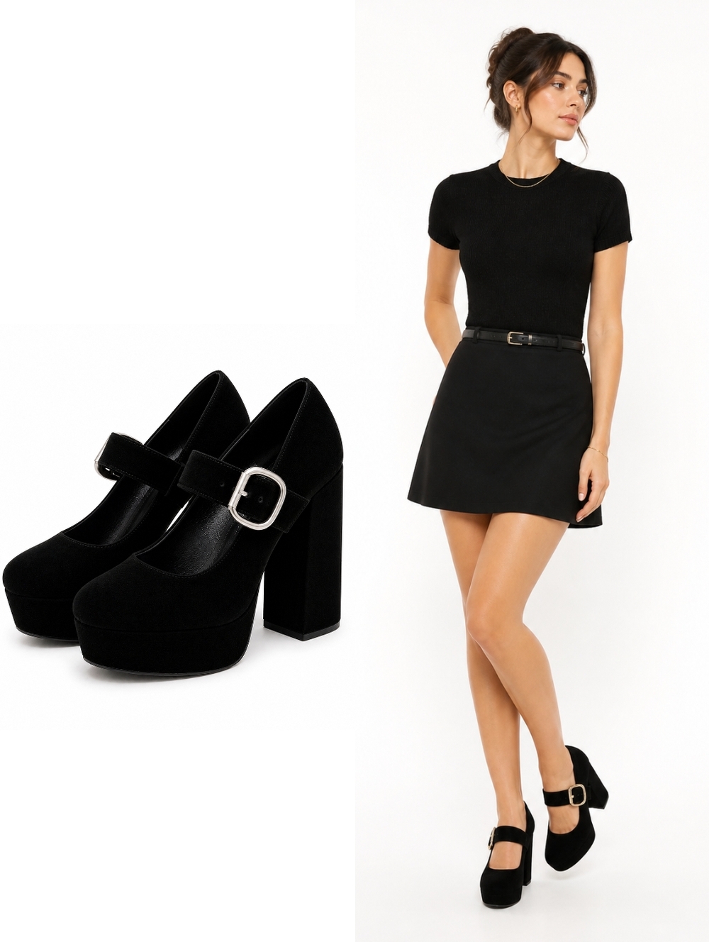 ALICE + OLIVIA Black Velvet Houston Platform Mary Jane Heels